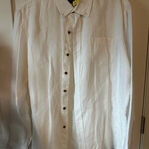 Men’s White Linen Casual Shirt XL